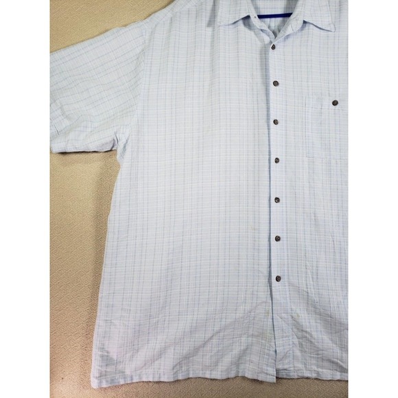 Campia Moda Shirt Mens 2XLT XXL Tall Blue Plaid Rayon Short Sleeve Pocket Button - Picture 2 of 11